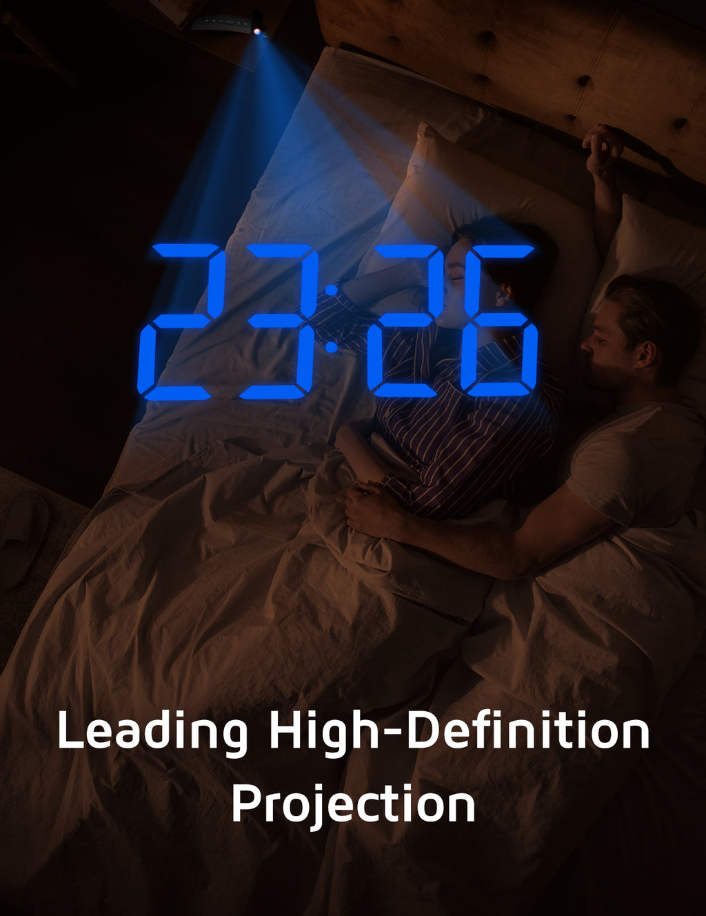 GOLOZA Projection Alarm Clock, Digital Clock with 180° Rotatable Projector, 3-Level Brightness Dimmer, Clear LED Display, USB Charger, Progressive Volume, 9mins Snooze,12/24H, for Bedroom